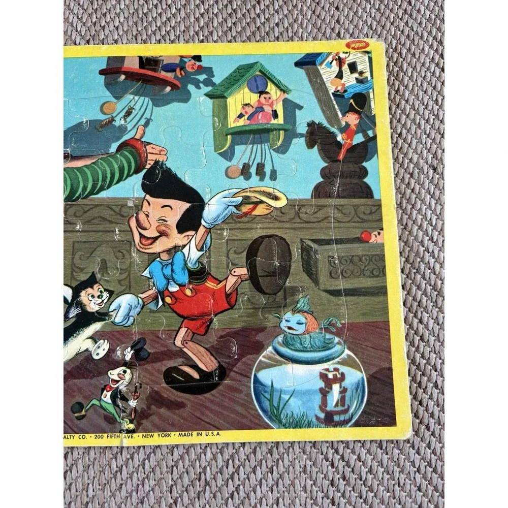 Vintage Disney Pinocchio Jaymar Inlaid Tray Puzzle
